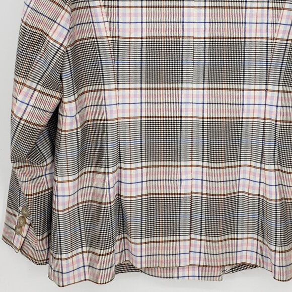 Halogen Nordstrom Plaid Double Breasted Blazer Jacket 1X Womens Cream Pink - Picture 8 of 9